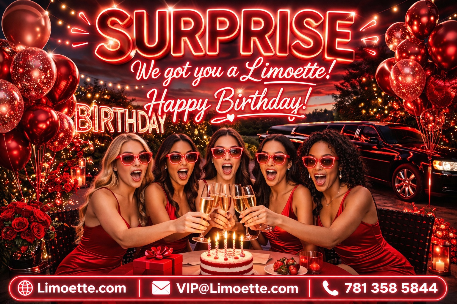 Birthday surprise limoette celebration