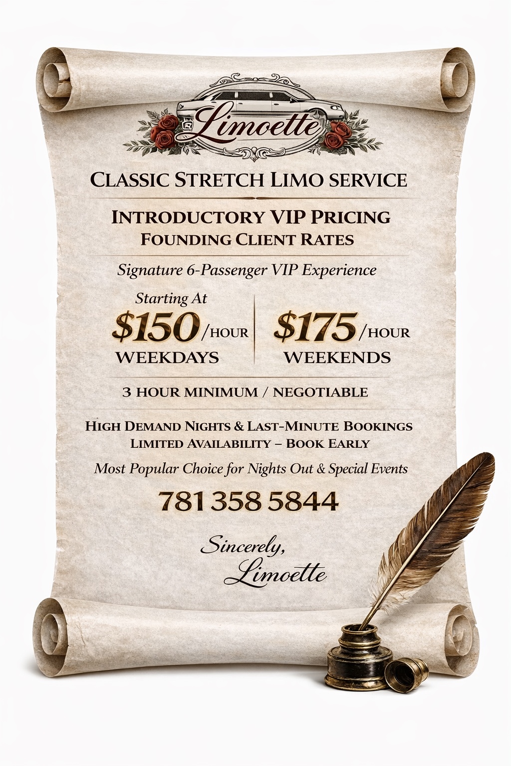 Limoette VIP pricing