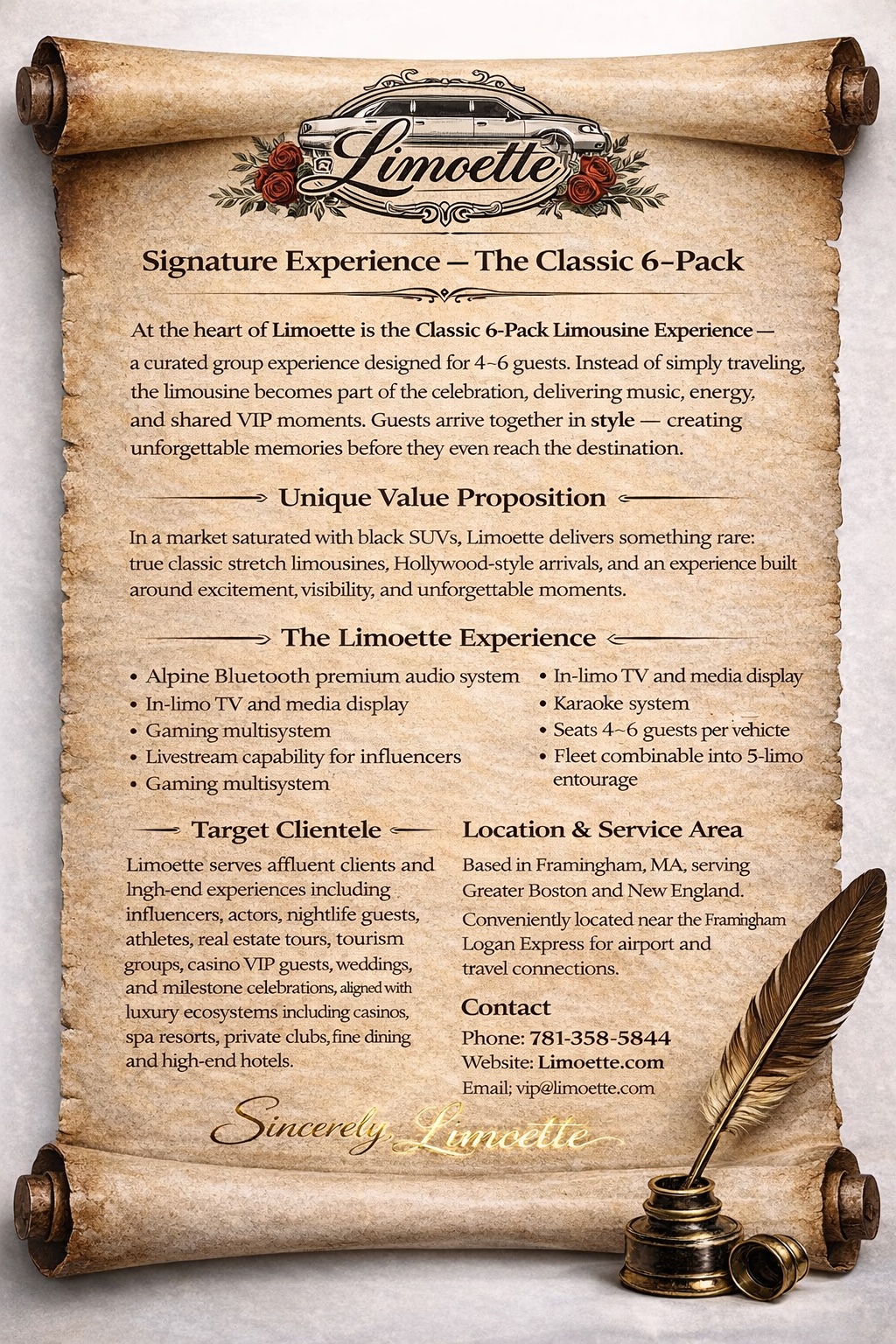 Signature experience scroll