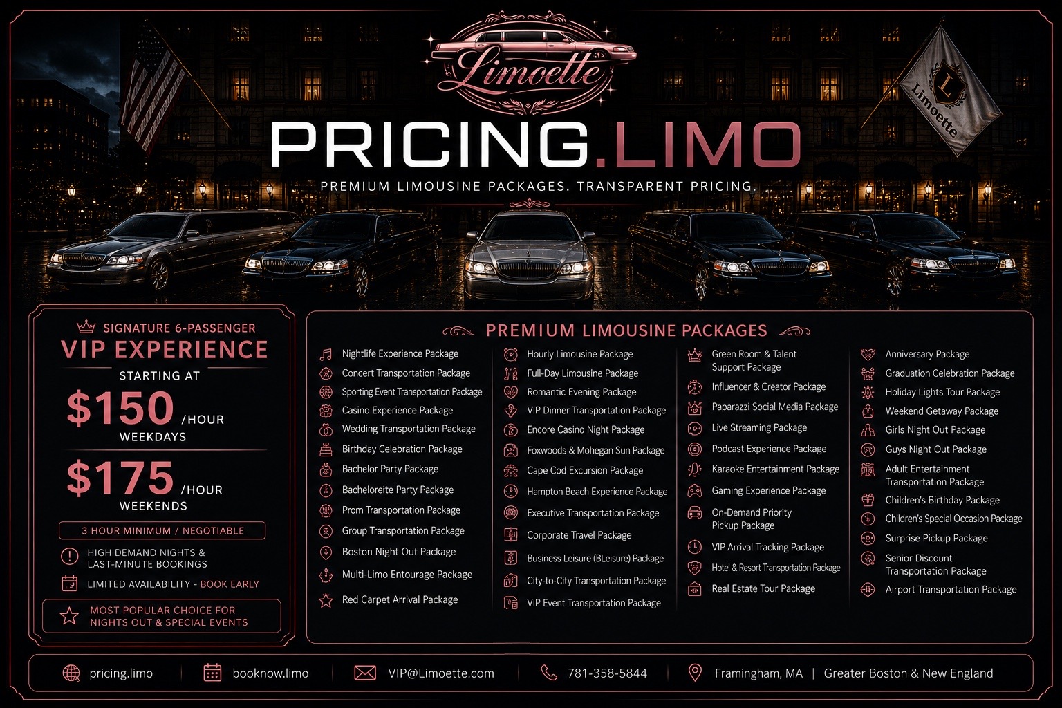 Pricing.limo premium limousine packages transparent pricing
