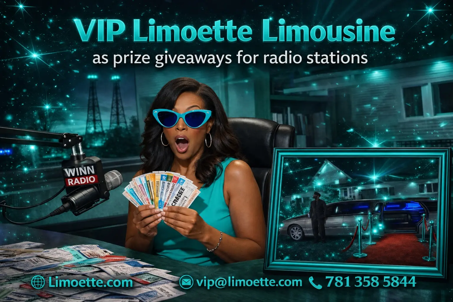 VIP Limoette limousine prize giveaway for radio stations