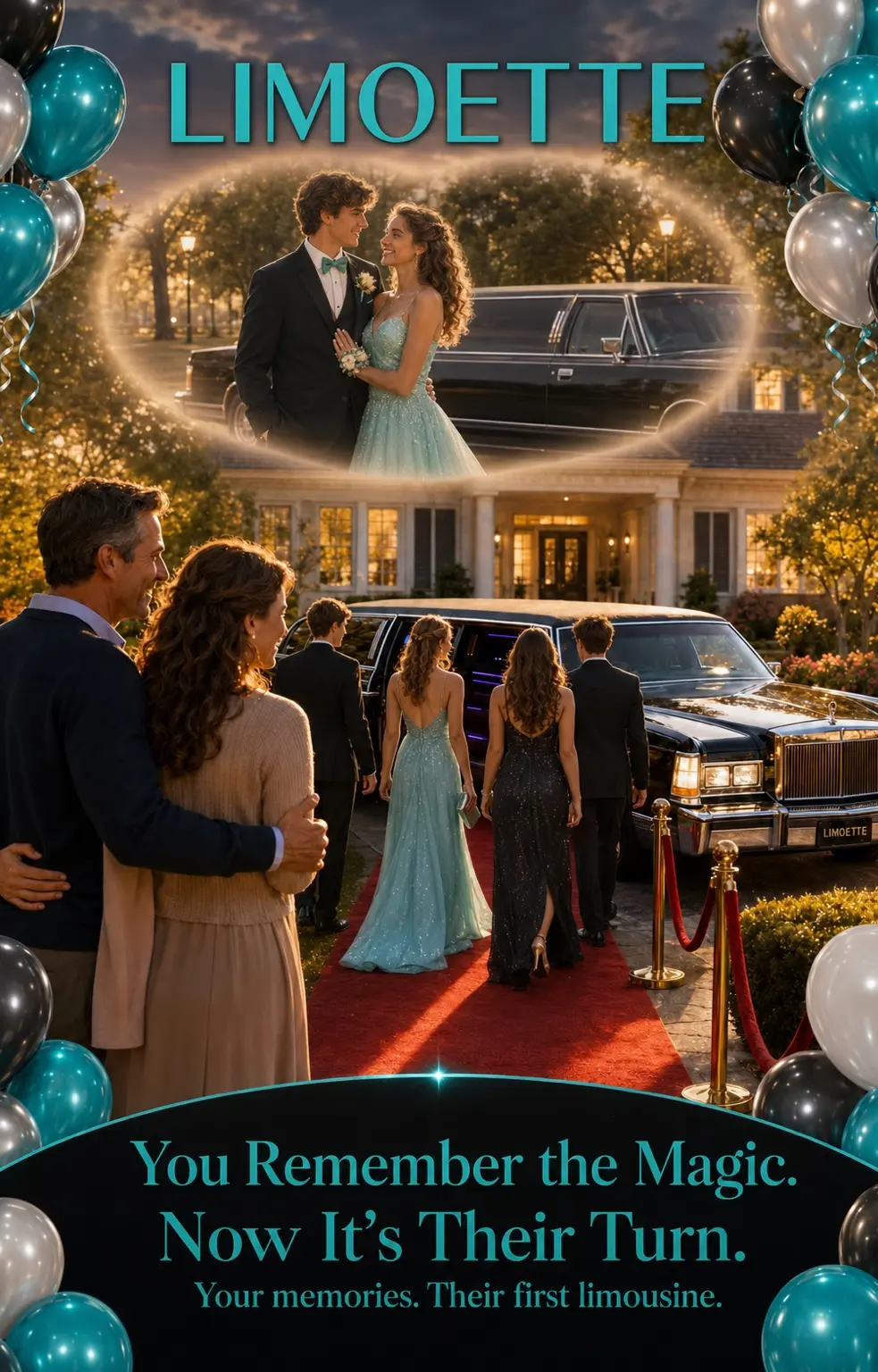 Parents watching the next generation enjoy a first Limoette limousine experience