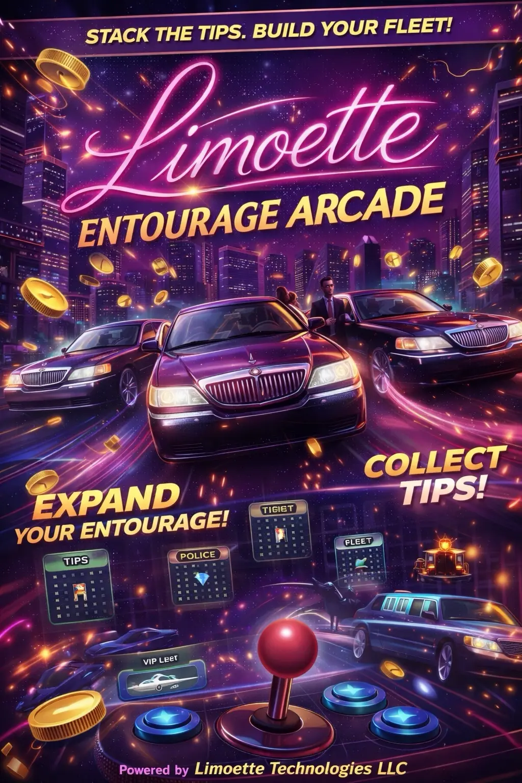 Limoette Entourage Arcade game artwork with a fleet-building joystick experience
